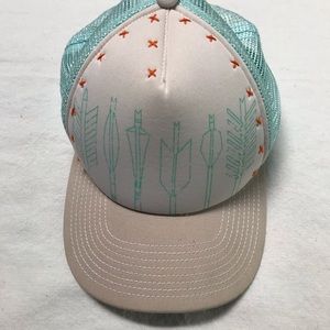 Pistil Trucker Hat - turquoise & white